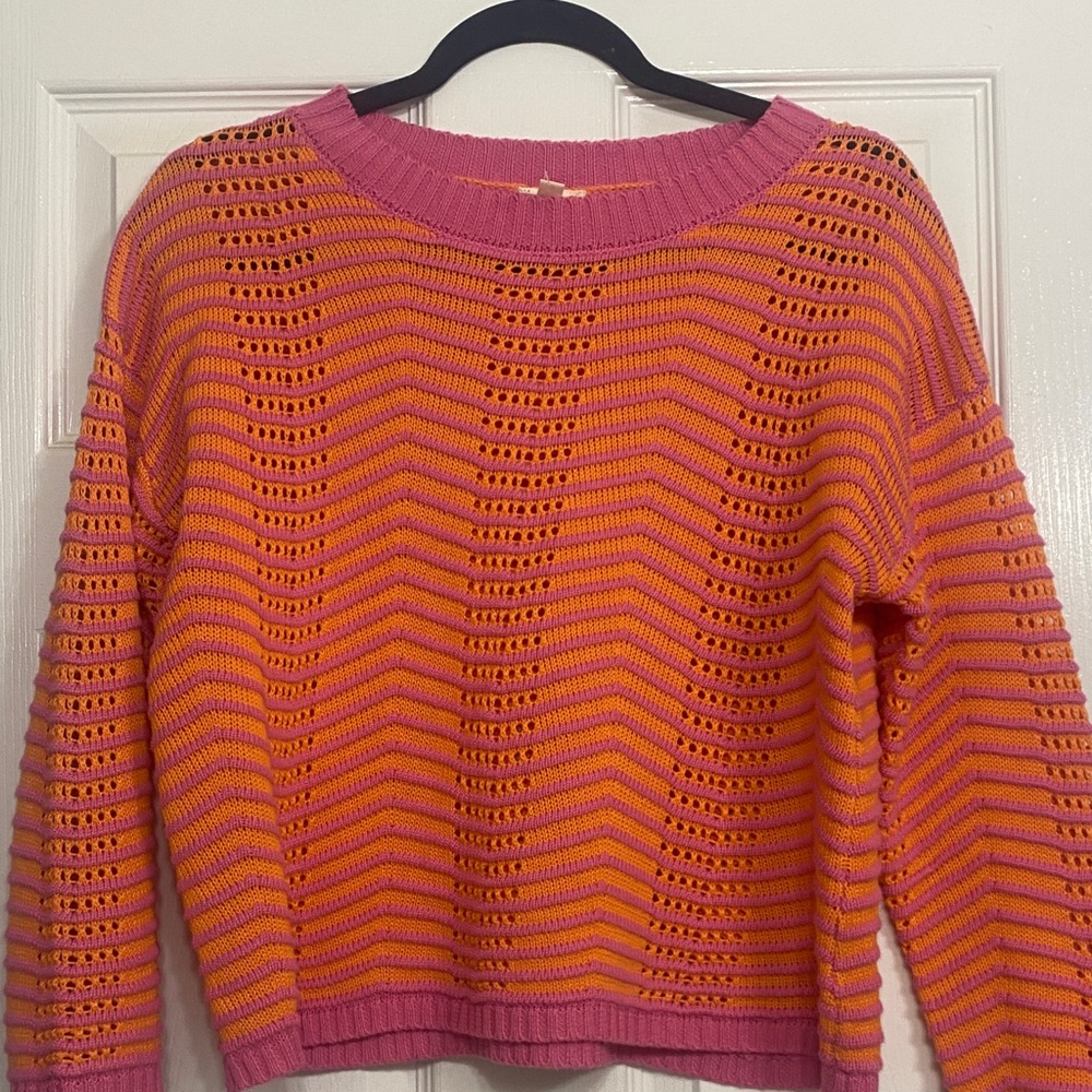 Hem & Thread Vibrant Pink and Orange Sweater